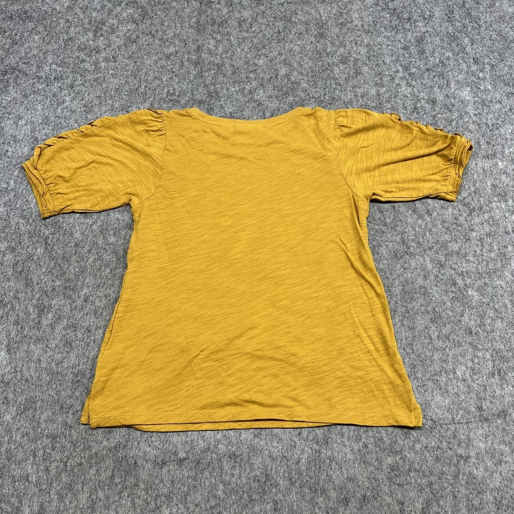 Maeve Shirt Womens XS Yellow Puff Sleeve Ruffle Tee Top Anthropologie Cotton - Picture 2 of 15